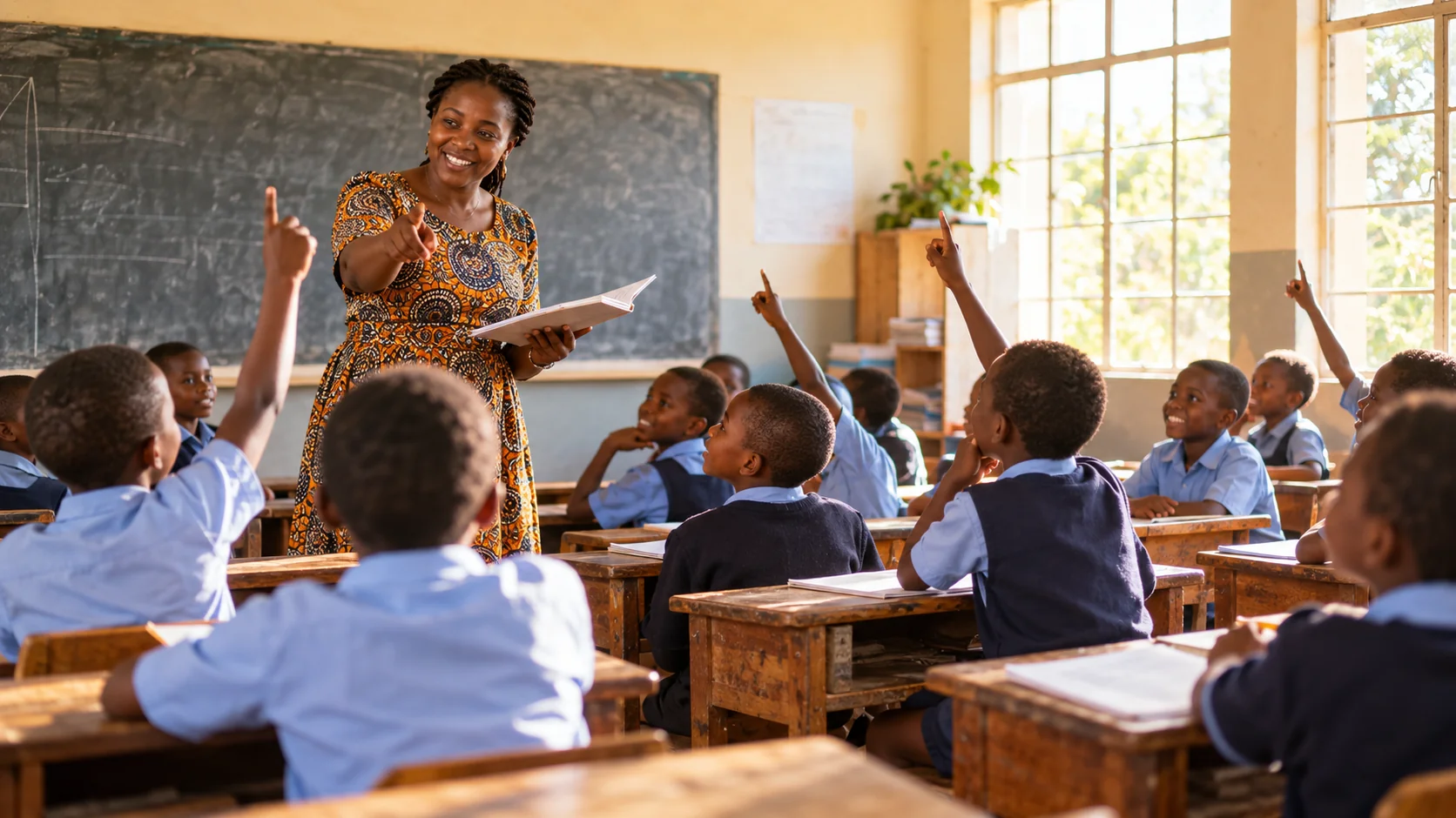 Primary school learners engaged in classroom learning